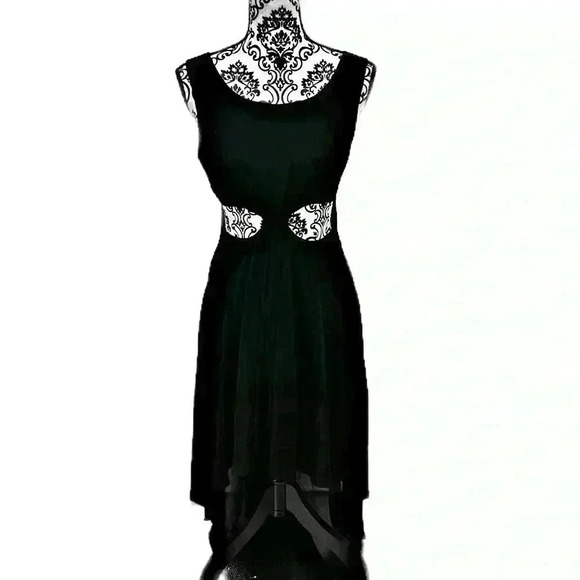 Forever 21 Black Sheer High-Low Cut-Out Dress, S - Picture 1 of 12